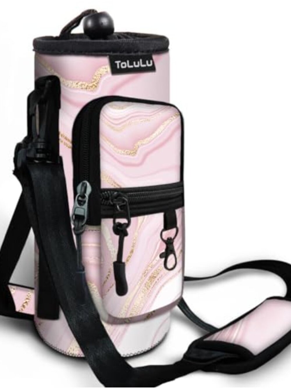 Insulated Neoprene Water Bottle Carrier Bag with Phone Pocket Adjustable Strap